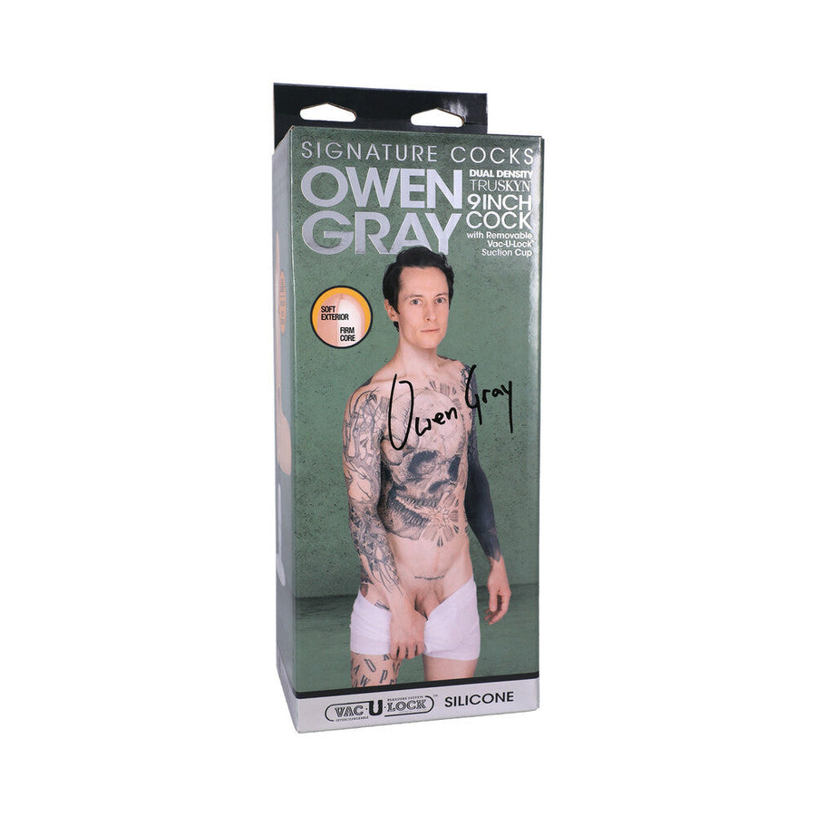 Signature Cocks Owen Gray 9 in. TRUSKYN Silicone Dildo with Vac-U-Lock Suction Cup - Headshop.com