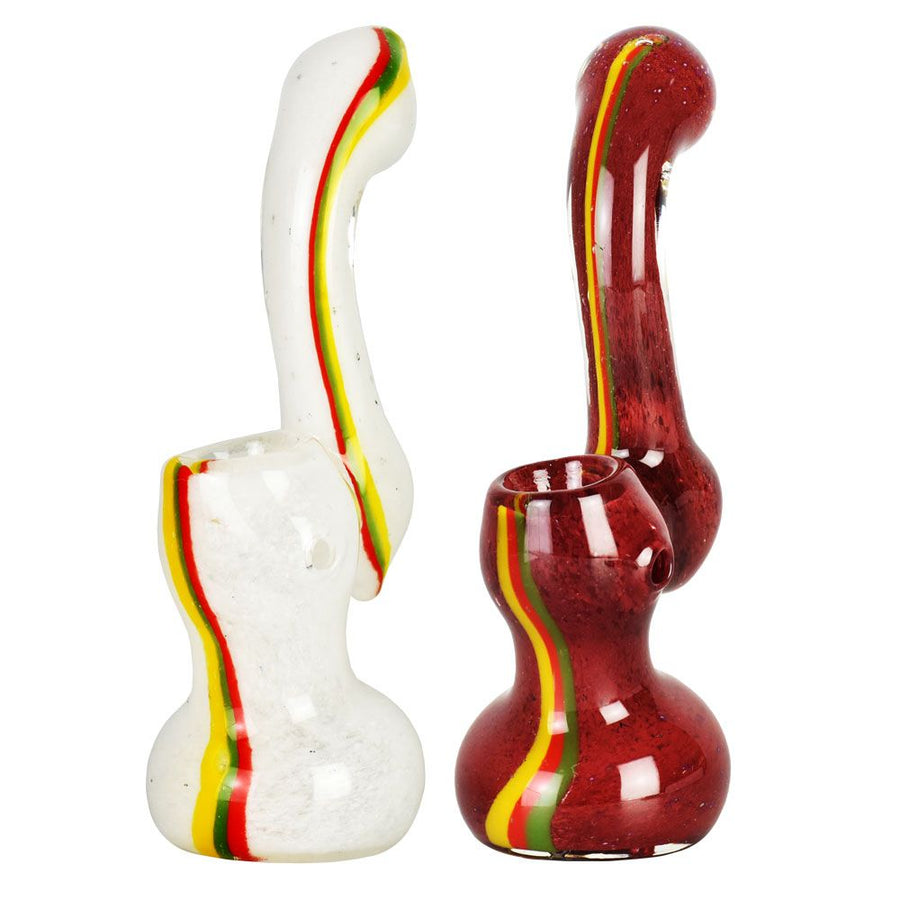 Rasta Stripe Frit Glass Bubbler | Colors Vary - Headshop.com
