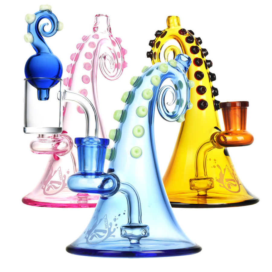 Pulsar Octopus Mini Dab Rig w/ Carb Cap - 4.5"/Colors Vary - Headshop.com
