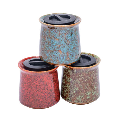 6PC DISPLAY - Glazed Ceramic Stash Jar - 3" / Asst Colors - Headshop.com