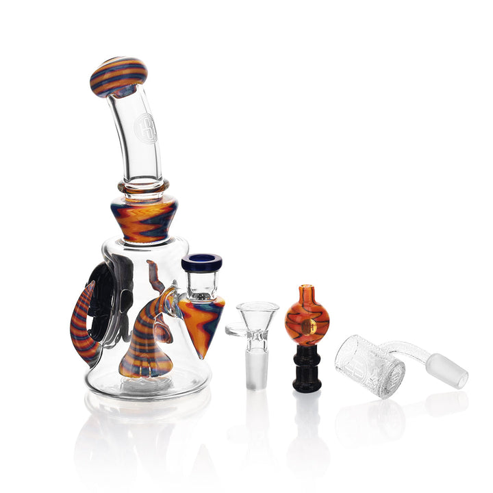 High Society - Tulu Premium Wig Wag Concentrate Rig (Blue/Yellow) - Headshop.com