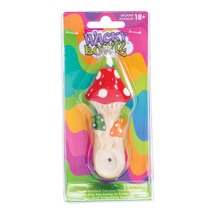 Wacky Bowlz Tri Mushroom Ceramic Pipe - 4" - Headshop.com