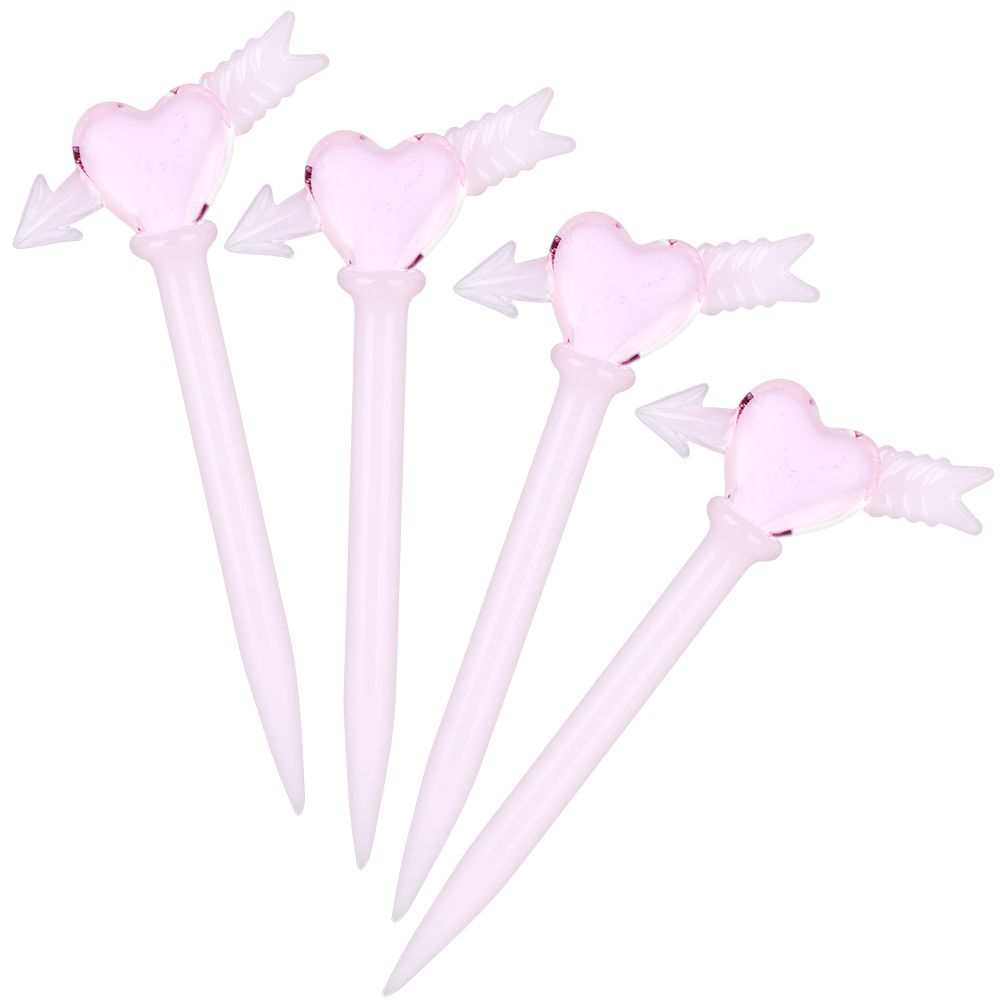 4CT BUNDLE - Cupid Heart Glass Dab Tool - 5" - Headshop.com
