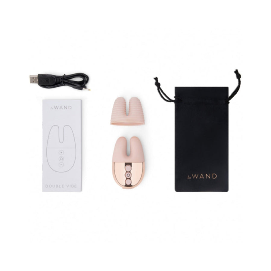 Le Wand Chrome Double Vibe Rechargeable Silicone Mini Vibrator Rose Gold - Headshop.com