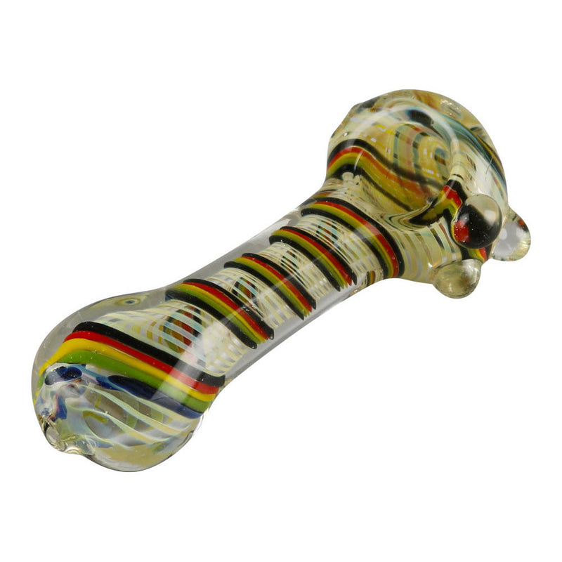 Worked Rasta Spoon Glass Pipe - Headshop.com