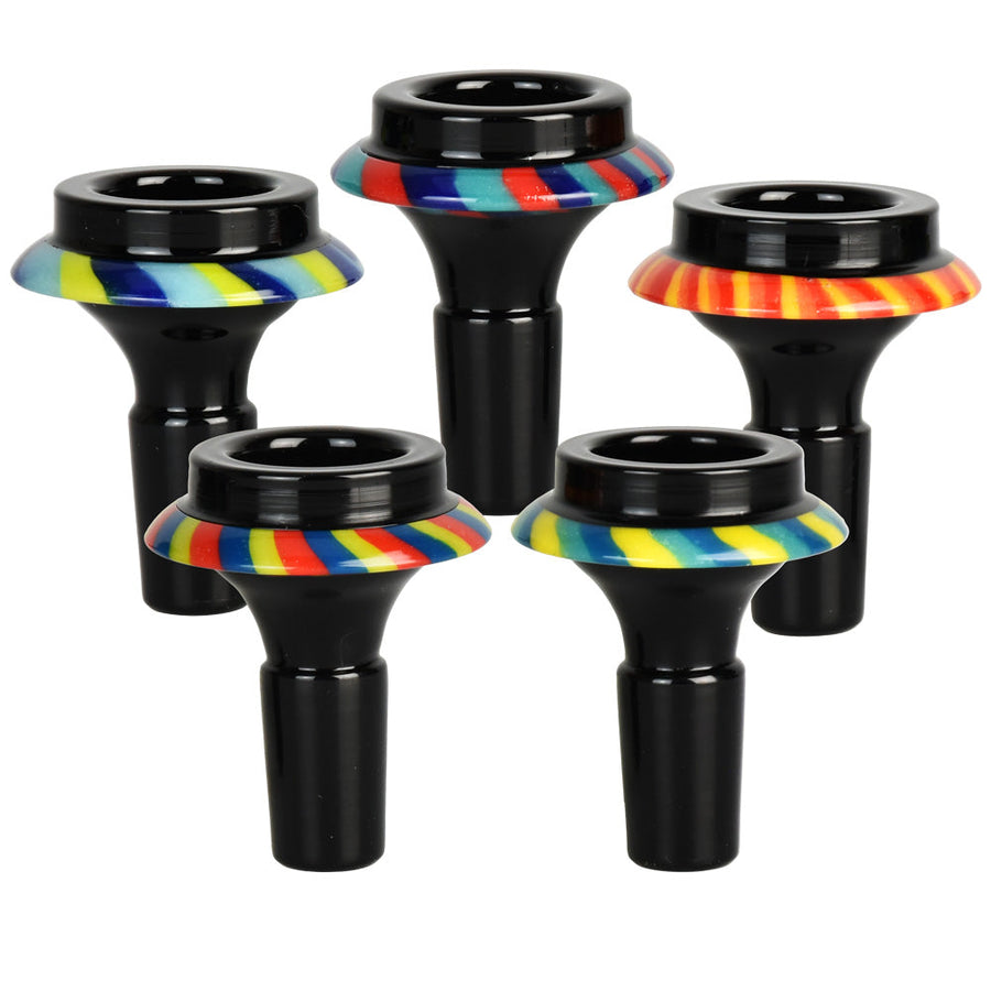 5PC BUNDLE - Color Stripe UFO Herb Slide -14mm M/Asst Colors - Headshop.com