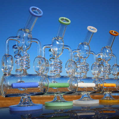 12.5" Recycler Style Inline Perc Water Pipe w/ Spring Body - Headshop.com