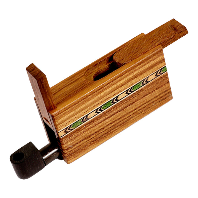 Sneaky Tokes Teakwood Box w/ Ebony One Hit Pipe - Headshop.com