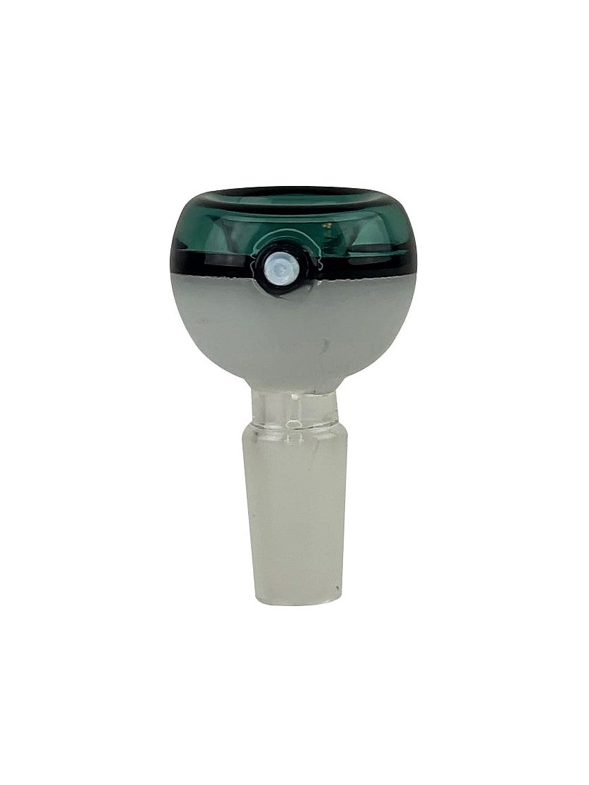 Teal Poke Ball Glass Bong Bowl - 14mm - Headshop.com