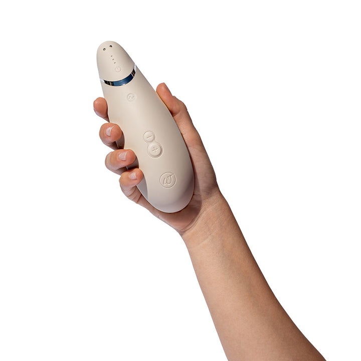 Womanizer Premium 2 Rechargeable Silicone Luxurious Pleasure Air Clitoral Stimulator Warm Gray - Headshop.com