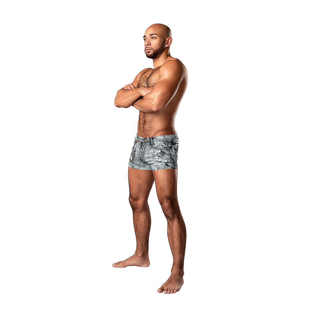 Male Power Dirty Denim Pouch Short Denim Print S - Headshop.com