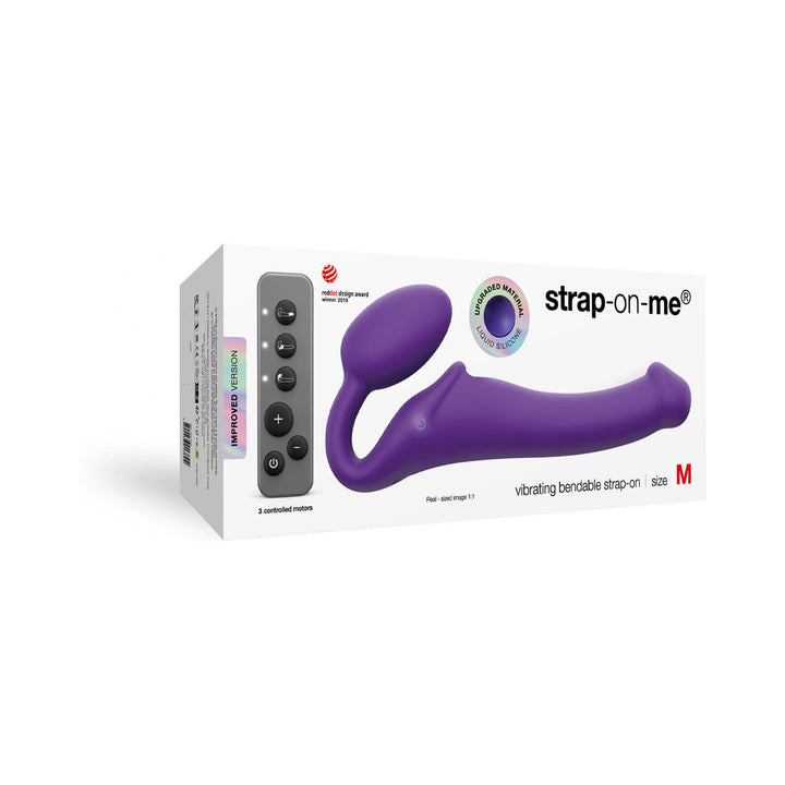 Strap-On-Me Rechargeable Remote-Controlled Silicone Vibrating Bendable Strap-On Purple M - Headshop.com