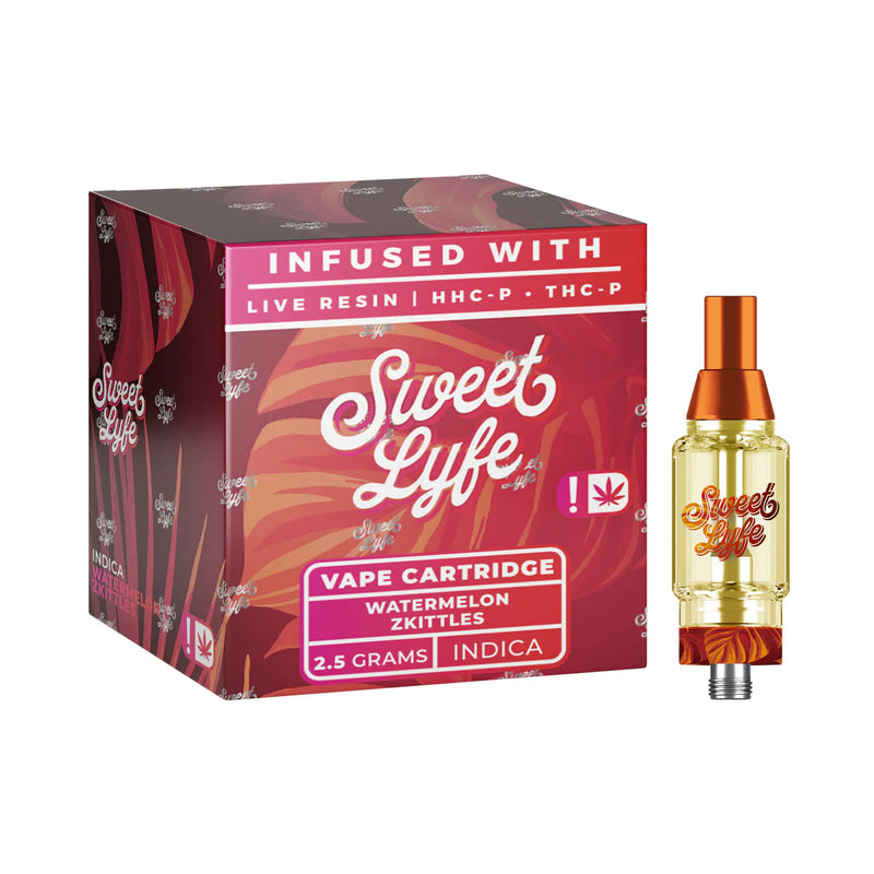 Sweet Life 2.5ml Vape Cartridges Infused with Live Resin HHC-P+THC-P - Watermelon Zkittles - Indica - Headshop.com