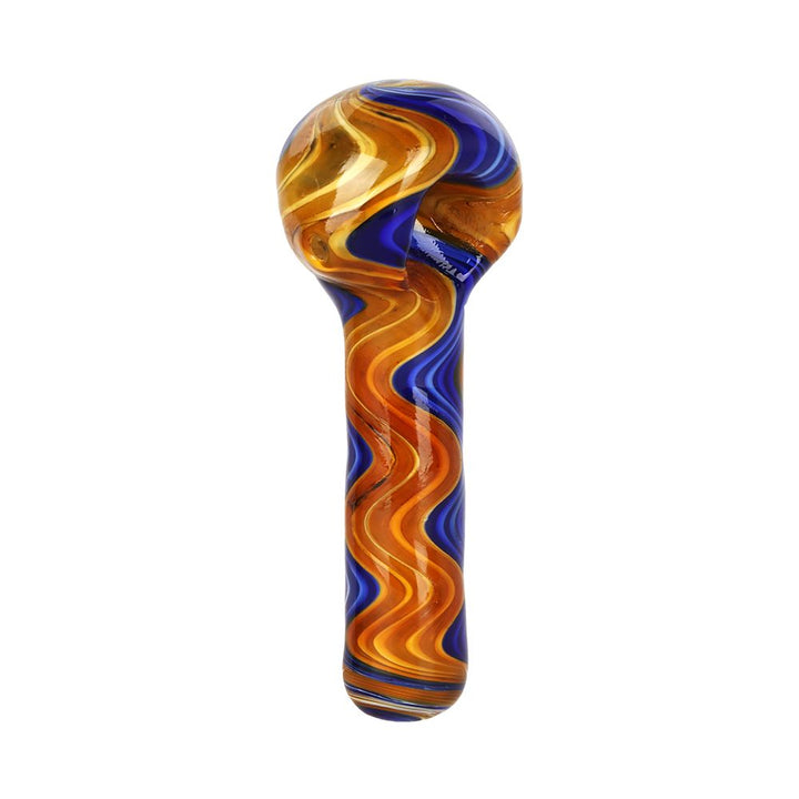 4CT BUNDLE - Swirling Wig Wag Glass Spoon Pipes - 4"