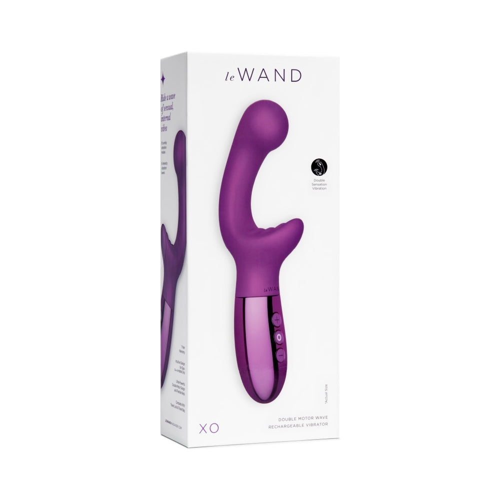 Le Wand XO Rechargeable Double-Motor Wave Silicone Dual Stimulation Vibrator Dark Cherry - Headshop.com
