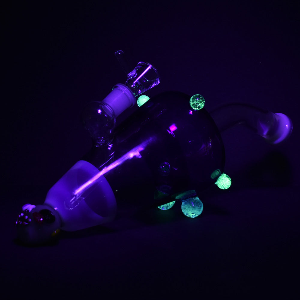 Ghoulish Glow in the Dark Lazy Glass Water Pipe - 10" - Headshop.com