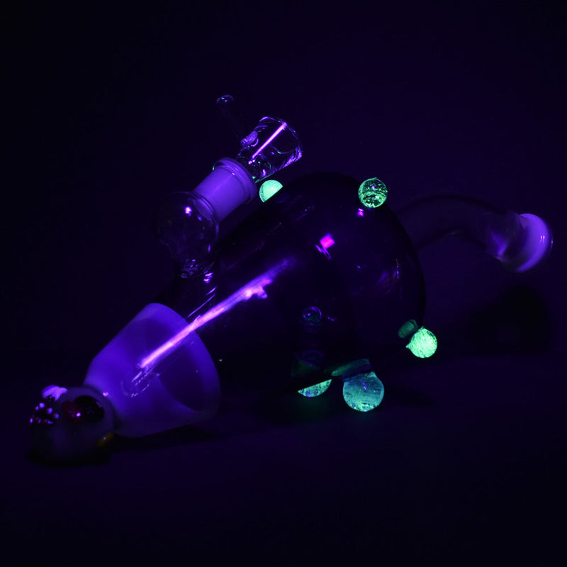 Ghoulish Glow in the Dark Lazy Glass Water Pipe - 10" - Headshop.com