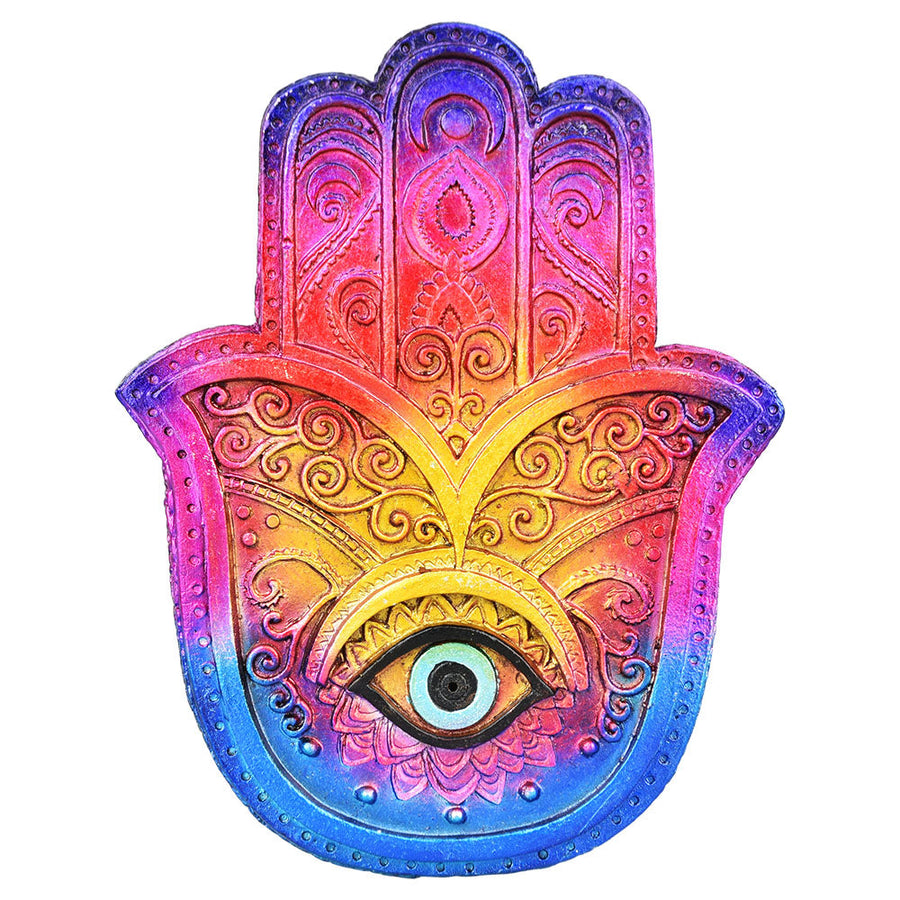 Jewel-Tone Ombre Hamsa Incense Burner - 5"x6" - Headshop.com