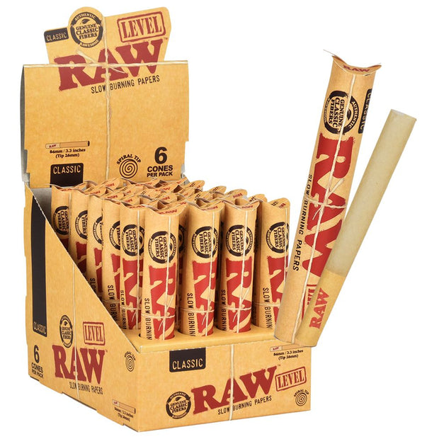 RAW Classic Level Tube Cones | 24pk Display - Headshop.com