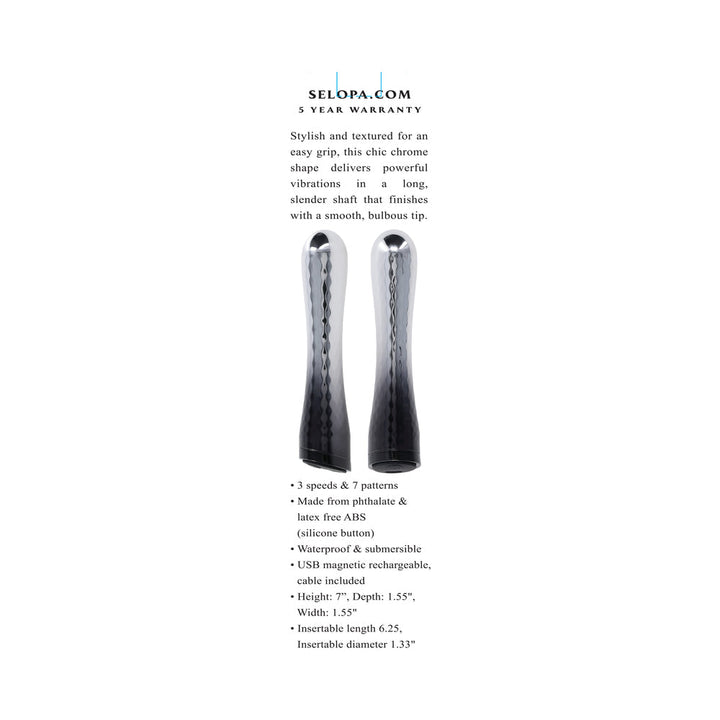 Selopa Silverado Rechargeable Vibrator ABS Plastic & Silicone Silver/Black - Headshop.com