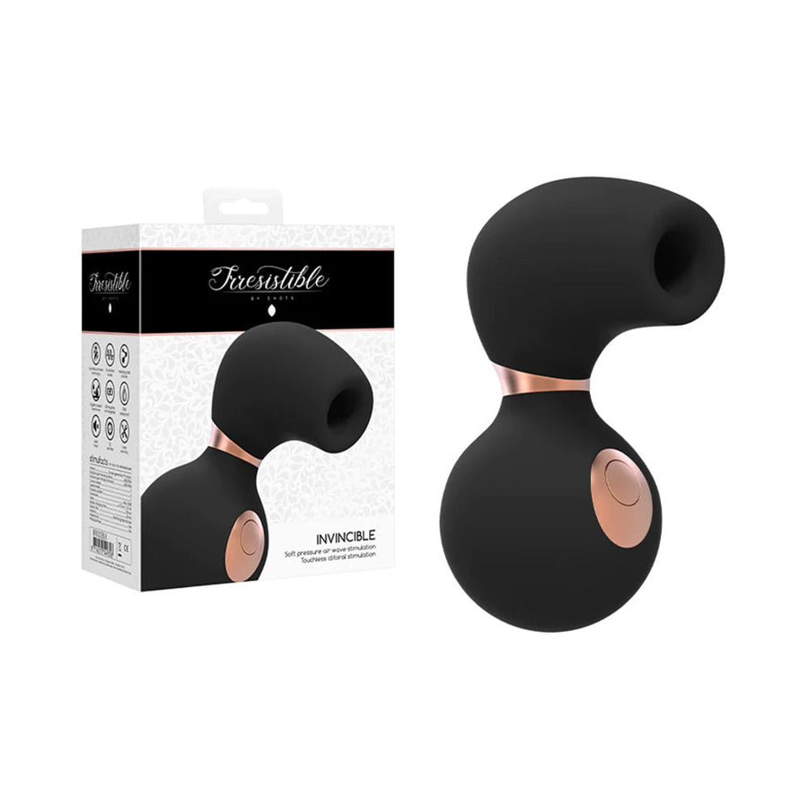 Shots Irresistible Invincible Soft Pressure Air Wave Clitoral Stimulator Black - Headshop.com
