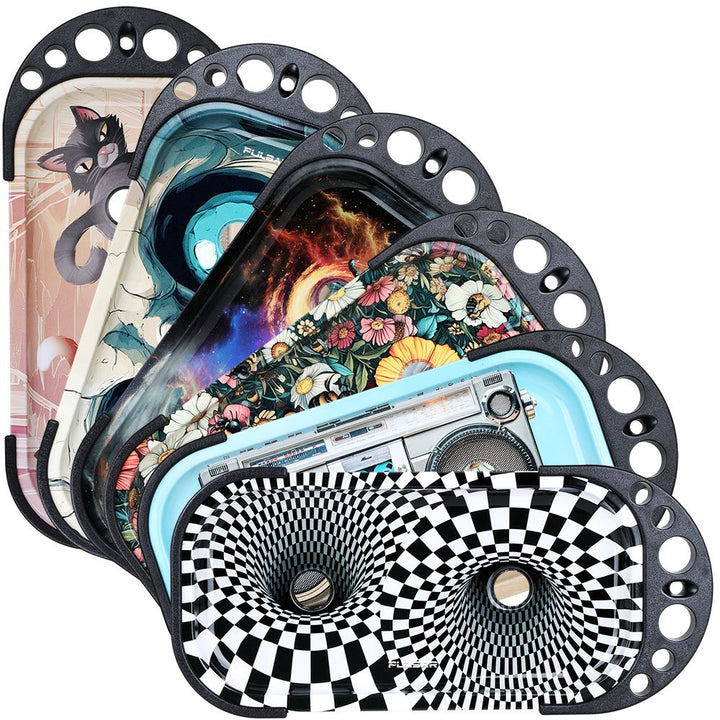 6CT DISPLAY - Pulsar Elevated Cone Rolling Tray Console - 9.25"x4.25" / Assorted Designs - Headshop.com