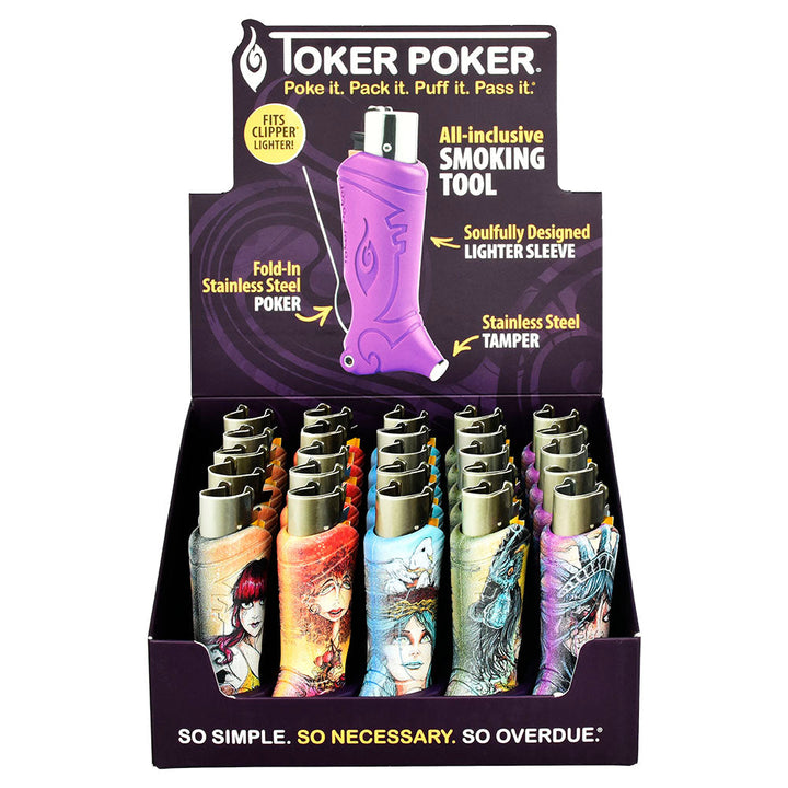 25PC DISP- Toker Poker Lighter Sleeve- Clipper/Lady Liberty/Asst - Headshop.com