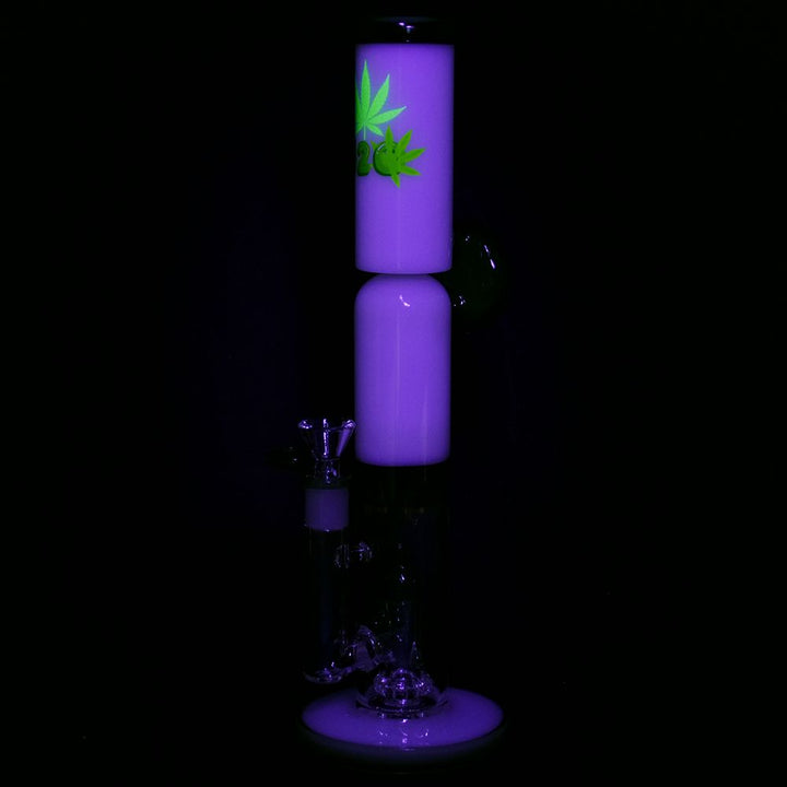 Pulsar 420 O'Clock Glow In The Dark Straight Tube Water Pipe - 13" / 14mm F - Headshop.com