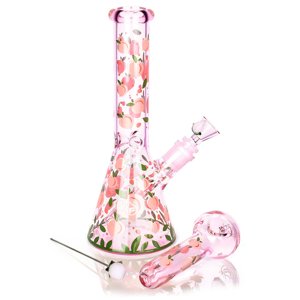 Pulsar Fruit Series Peaches & Cream Herb Pipe Glow Duo - 10" / 14mm F - Headshop.com
