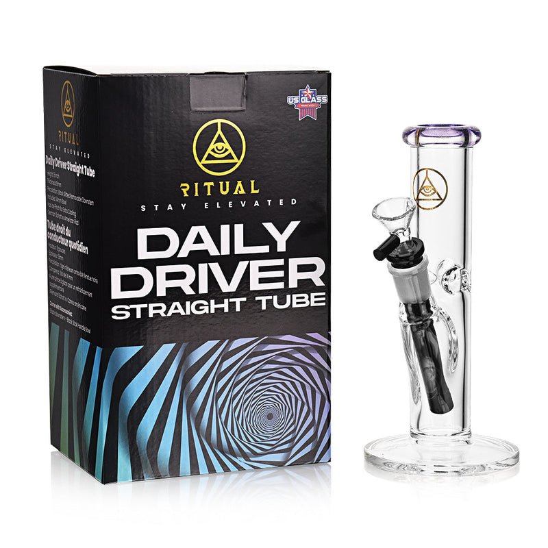Ritual Smoke - Daily Driver 8" Straight Tube w/ American Color Accents - Purple - Headshop.com