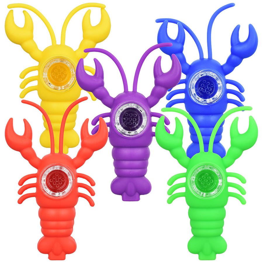 Creepin' Crawfish Silicone Hand Pipe - 4.5" / Assorted Colors 5 pcs - Headshop.com