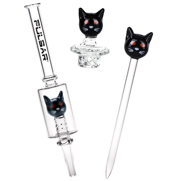 Pulsar Superstitious Kitty Glass Dab Rig Set - 8" / 14mm F
