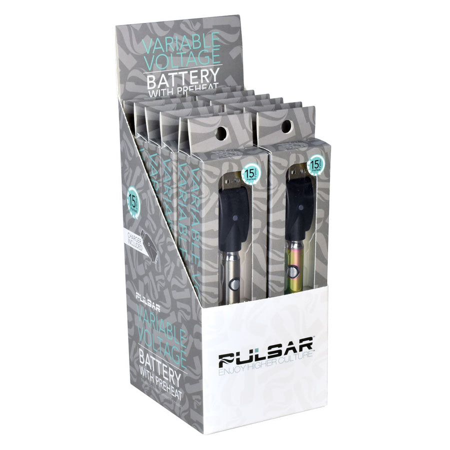 12PC DISPLAY- Pulsar VV Battery w/ Preheat - 350mAh/Assorted - Headshop.com