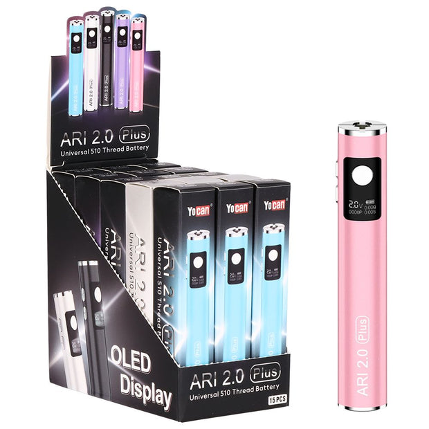 15CT DISPLAY - Yocan Ari 2.0 Plus Battery - 900mAh / Assorted Colors
