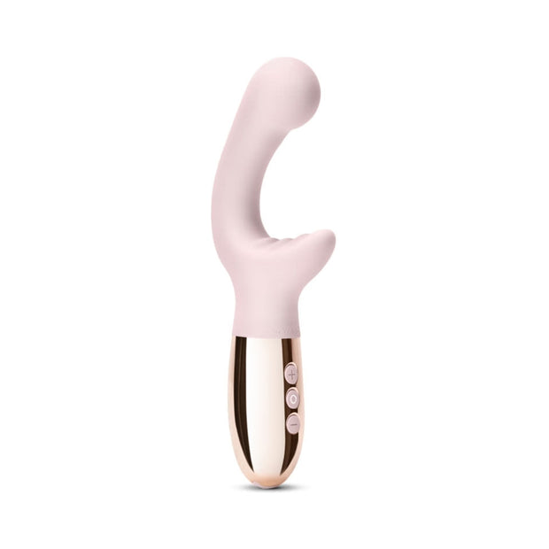 Le Wand XO Rechargeable Wave Silicone Dual Stimulation Vibrator Rose Gold - Headshop.com