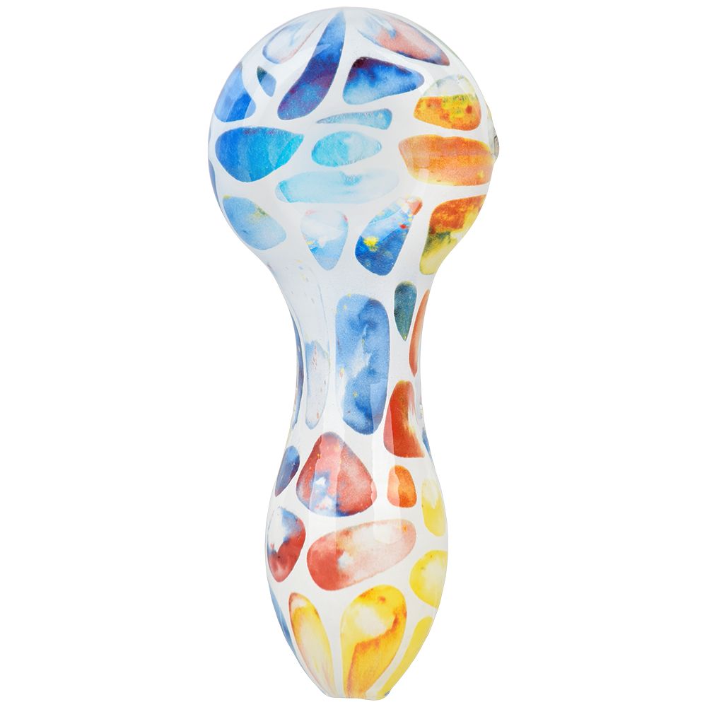 Geometric Colorful Print Glass Hand Pipe - 3.75" / Colors Vary - Headshop.com