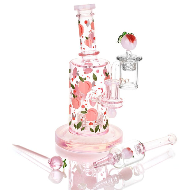Pulsar Fruit Series Peaches & Cream Glow in The Dark Dab Rig Kit - 8" / 14mm F - Headshop.com