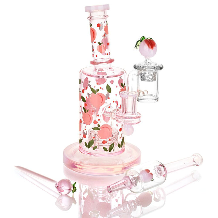 Pulsar Fruit Series Peaches & Cream Glow in The Dark Dab Rig Kit - 8" / 14mm F - Headshop.com