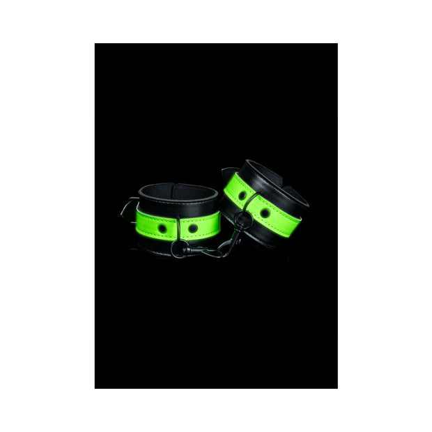 Ouch! Glow in the Dark Bonded Leather Handcuffs Neon Green - Headshop.com