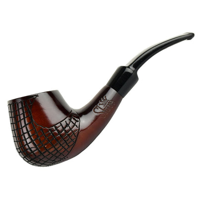Pulsar Shire Pipes Engraved Brandy Cherry Tobacco Pipe - 5.5â€ / Figured Wood - Headshop.com