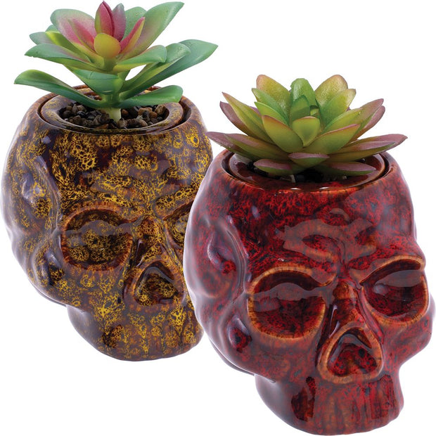Fujima Skull Planter Reactive Glaze Ceramic Stash Jar | 4.5" - Headshop.com