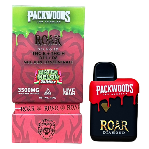 Roar x Packwoods Nug Run Concentrate 3500MG LIVE RESIN THC-B + THC-H, D11 +D8 - Watermelon Zkittlez - Headshop.com