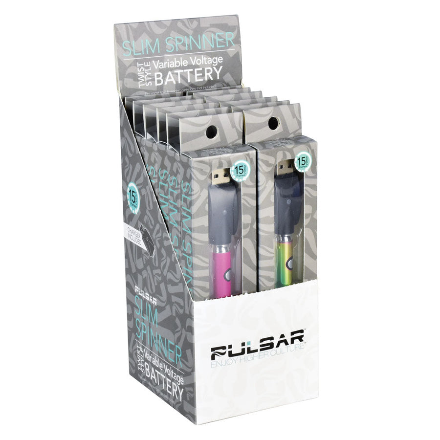 12 PC DISPLAY - Pulsar Slim Spinner VV Battery - 400mAh/Asst - Headshop.com