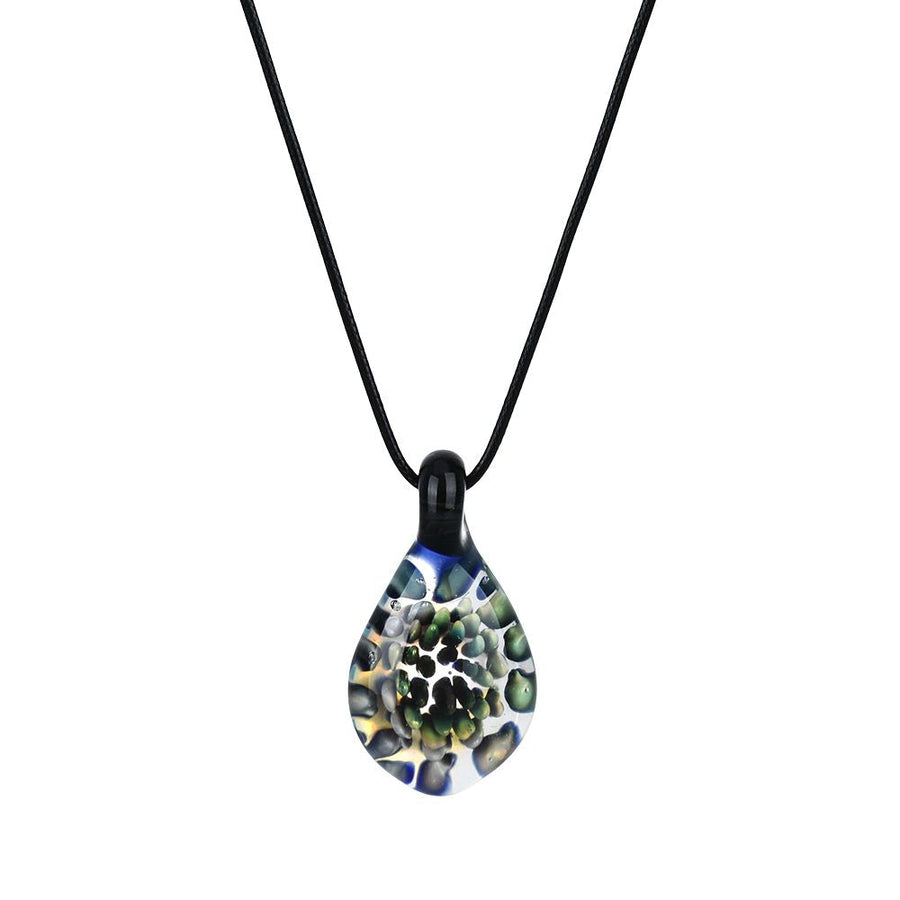 Blooming Spiral Glass Pendant Necklace - 10.5" - Headshop.com