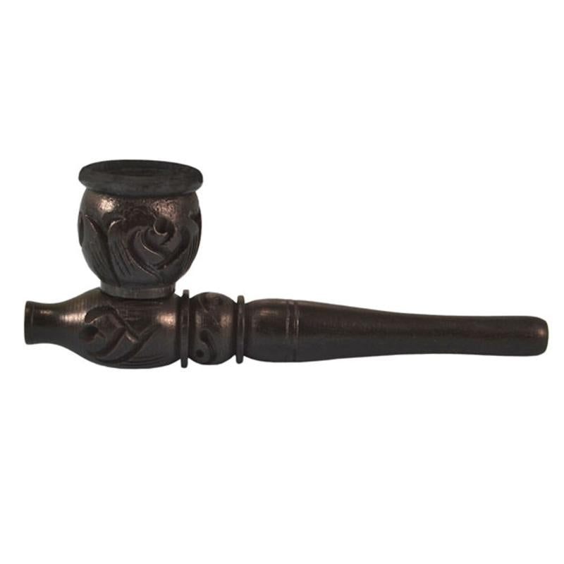 Carved Wood Hand Pipe - Headshop.com