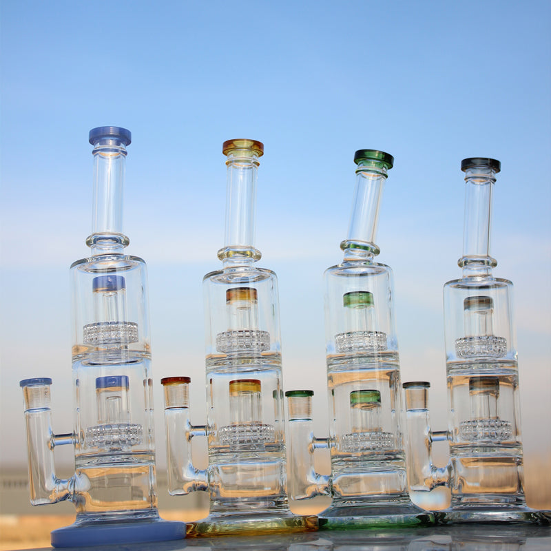 Approx. 12" Dual Matrix Percolator Glass Water Pipe - Headshop.com