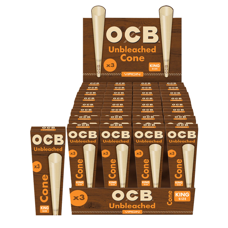 OCB Unbleached Cones - 32PC DISPLAY - Headshop.com