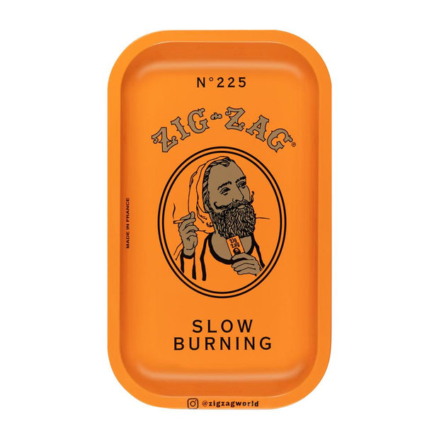 Zig Zag Small Metal Rolling Tray | Orange - Headshop.com