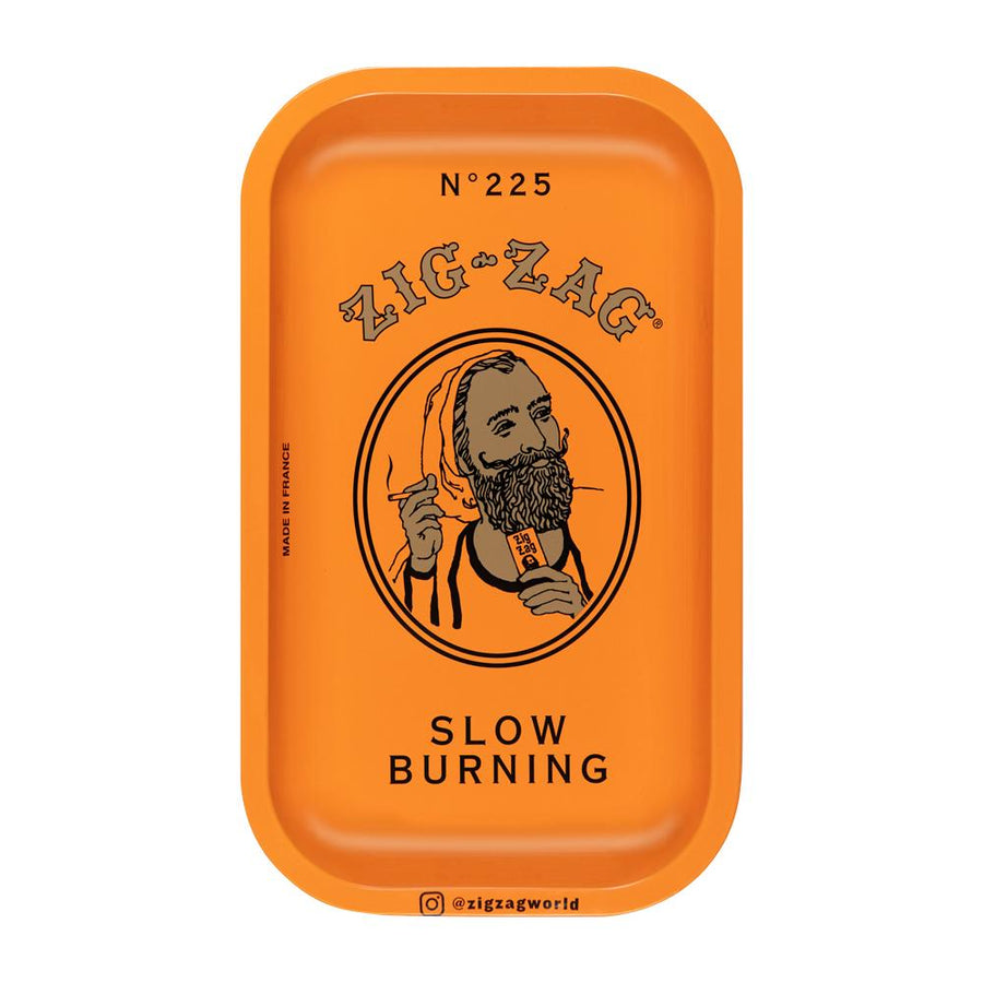 Zig Zag Small Metal Rolling Tray | Orange - Headshop.com