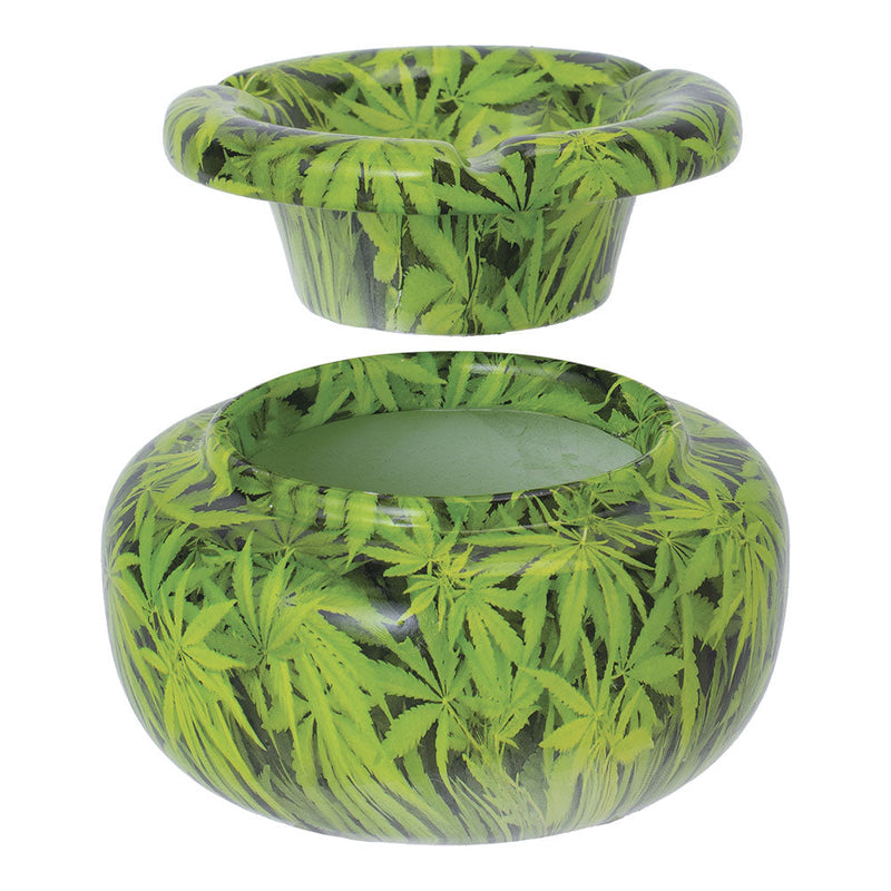 Fujima Moroccan Ceramic Ashtray - Green Leaves / 5" - Headshop.com